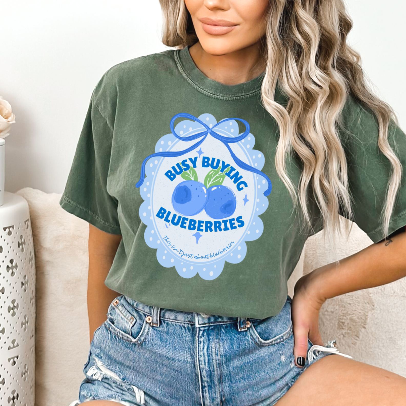 Busy Buying Blueberries Coquette Graphic Shirt|Comfort Color Hoodie, Sweatshirt | PodTeesHub.com