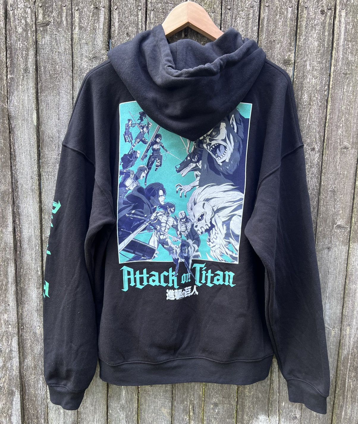 Japanese Brand Attack Titan Double Sided Black Large T-Shirts, Hoodie, Sweatshirt