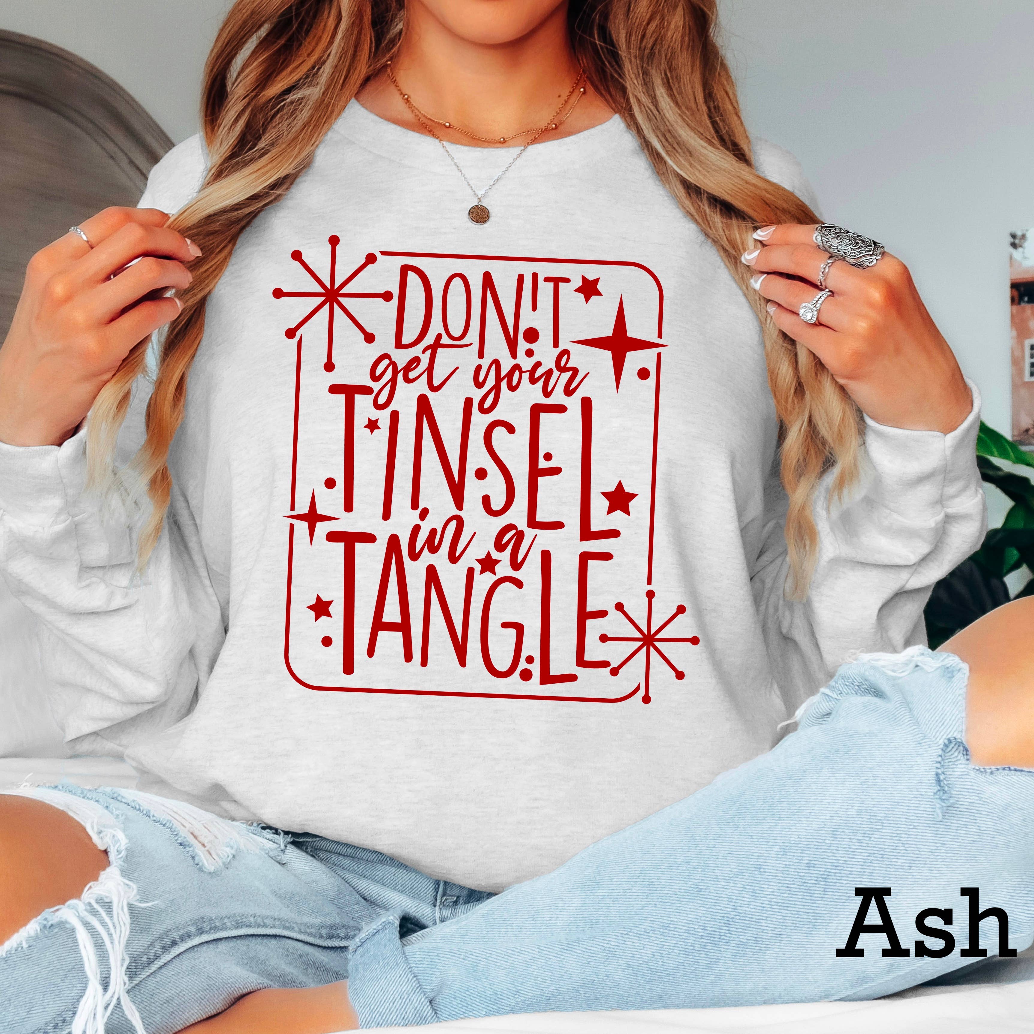 Tinsel in A Tangle Christmas 2025 Long Sleeve Shirt | Gildan Hoodie, Sweatshirt | PodTeesHub.com