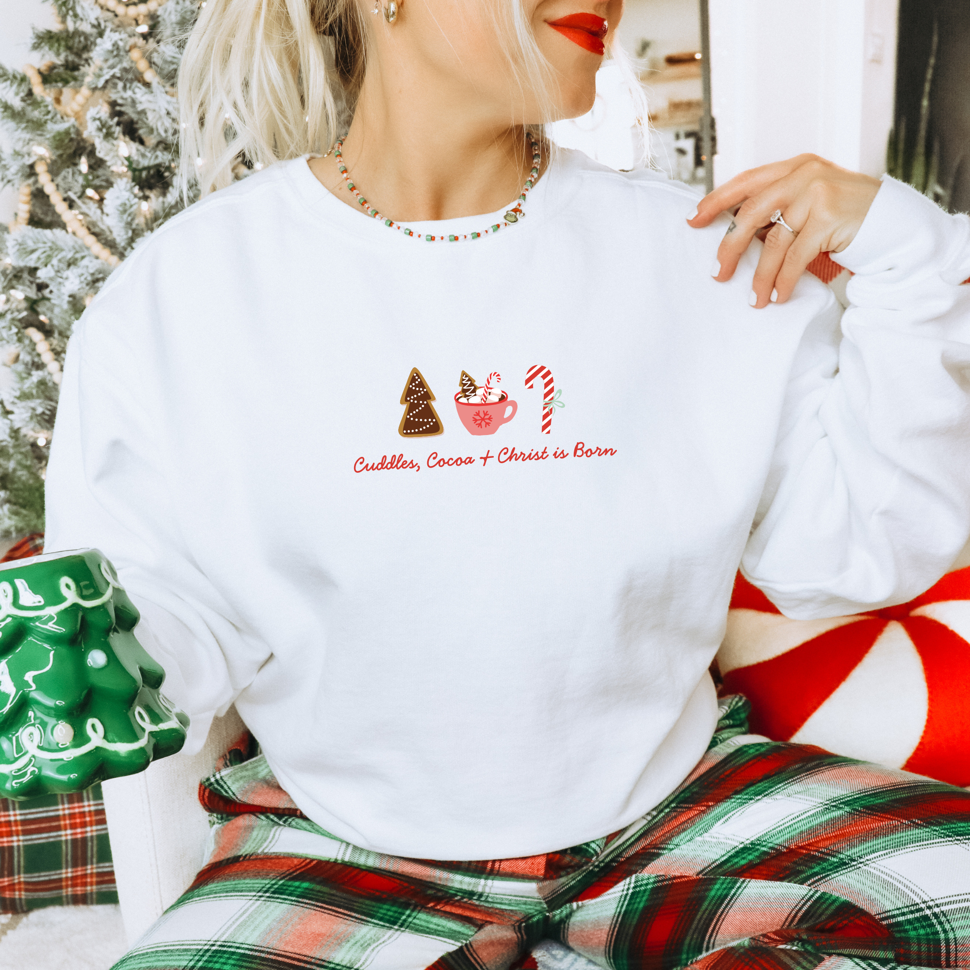 Cocoa Cuddles Christ Is Born Christmas Sweatshirt T-Shirts, Hoodie | PodTeesHub.com