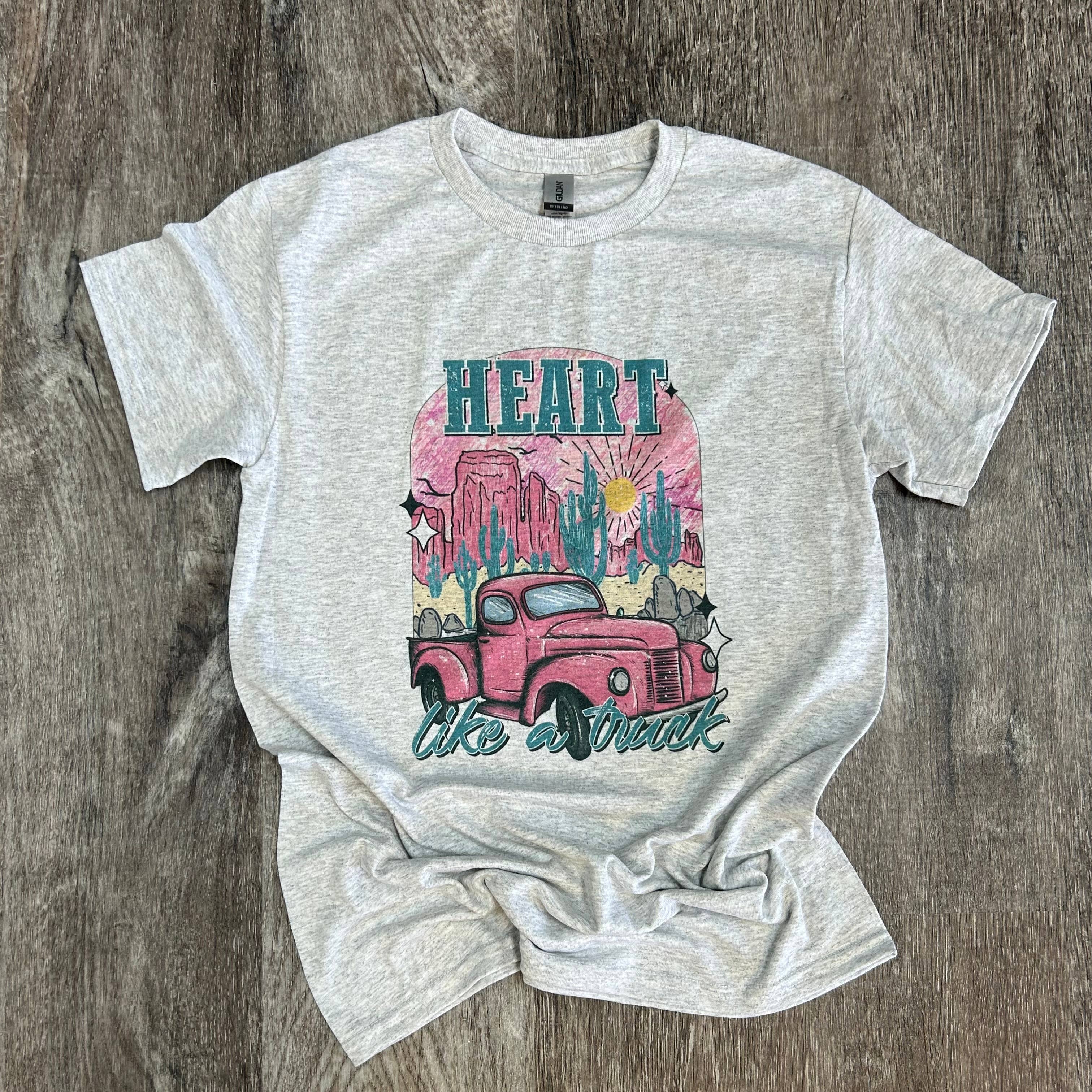 Heart Like A Truck On Ash Gray Tee Hoodie, Sweatshirt | PodTeesHub.com