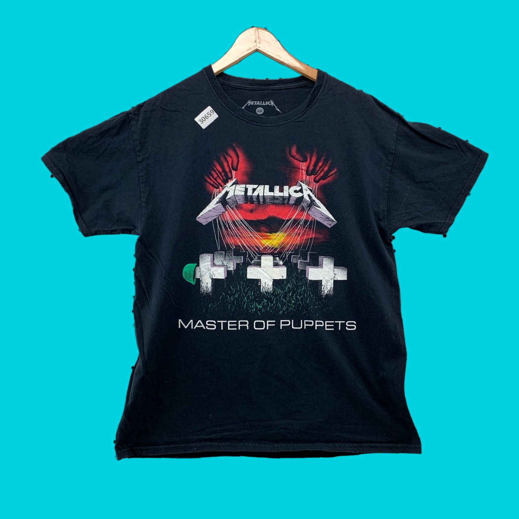 Etro Metallica Masters Puppet Shirt M Band Music Blue Cotton Short Sleeve Crew Neck T-Shirts, Hoodie, Sweatshirt