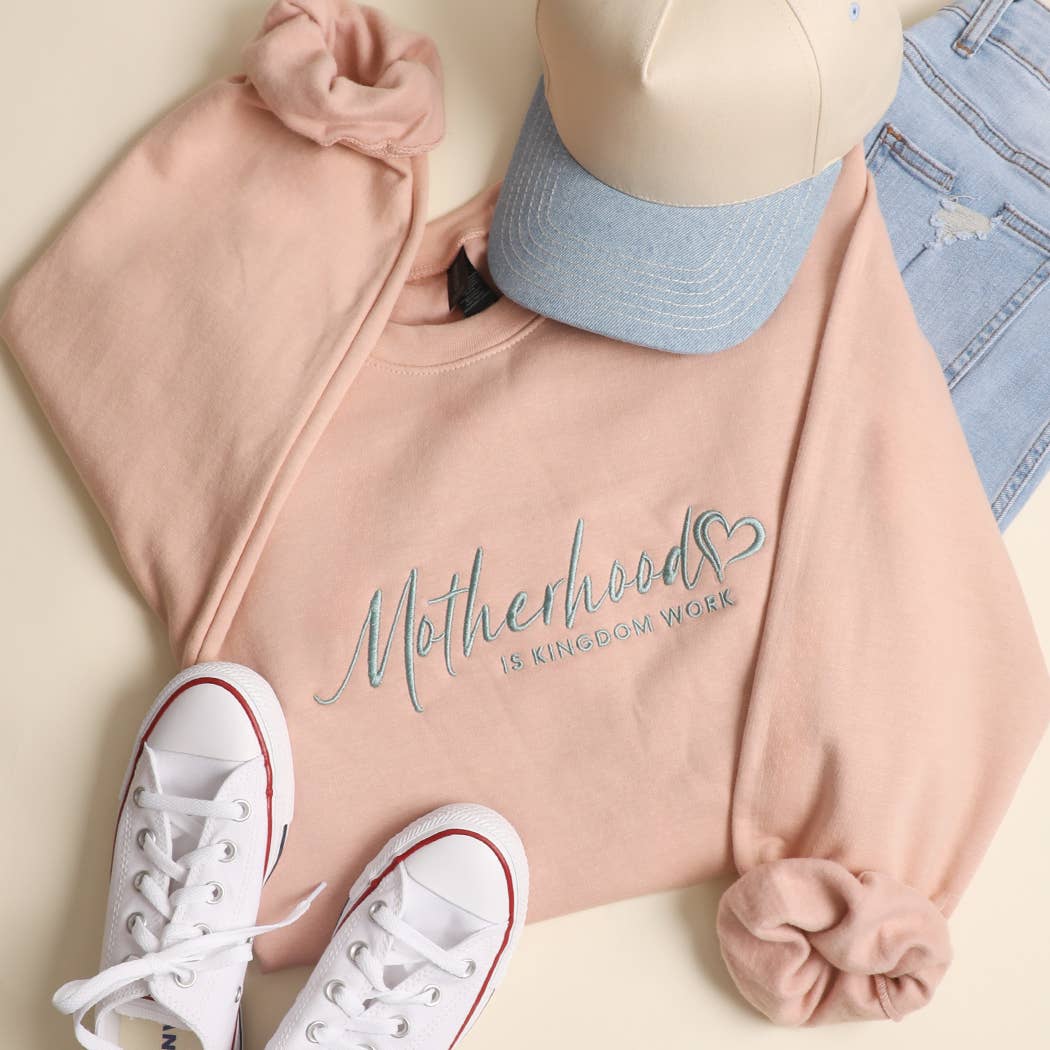 Motherhood Is Kingdom Work Embroidered Midweight Sweatshirt T-Shirts, Hoodie | PodTeesHub.com