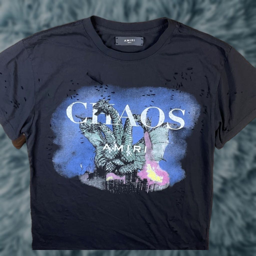 Vintage Amiri T Shirt Chaos Distressed Graphic Tee Authentic Hoodie, Sweatshirt | PodTeesHub.com