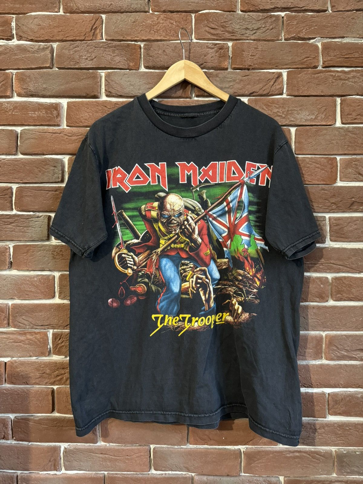 Iron Maiden X Vintage Vintage 90s Iron Maiden Trooper Heavy Metal Band Tee Tour Hoodie, Sweatshirt | PodTeesHub.com