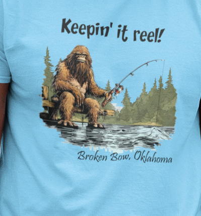 Bigfoot Fishing T-Shirt - Keepin' It Reel W/Your Location Hoodie, Sweatshirt | PodTeesHub.com