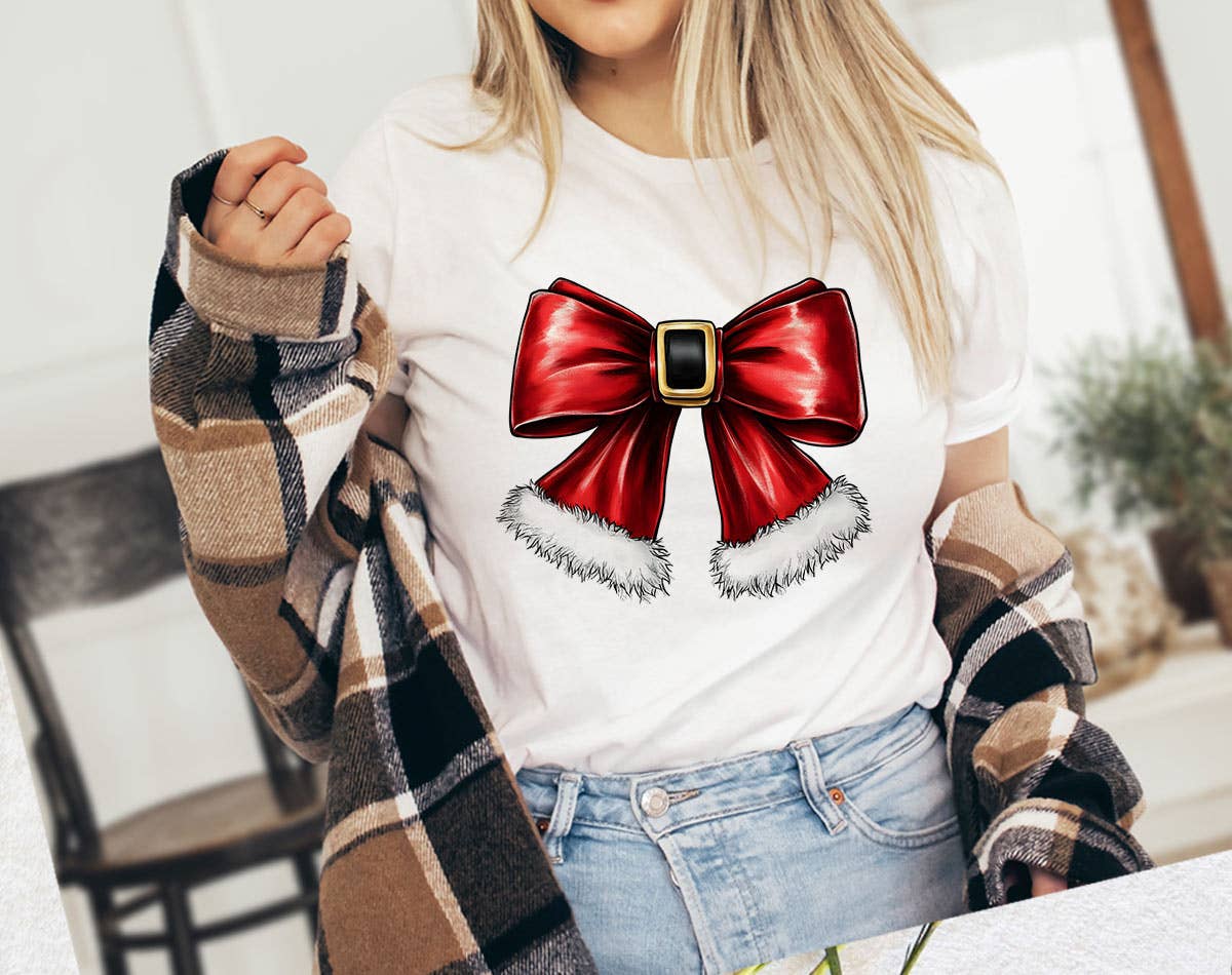 Christmas Coquette Bow - Santa Christmas T-Shirt Hoodie, Sweatshirt | PodTeesHub.com