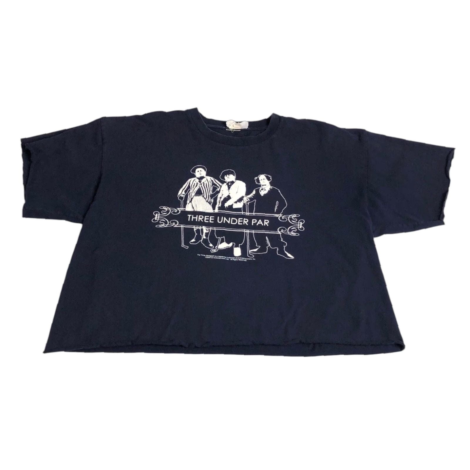 Vintage Three Stooges Shirt Mens L Navy Blue Y2k Cropped 2004 Graphic Print T Shirt Hoodie, Sweatshirt | PodTeesHub.com