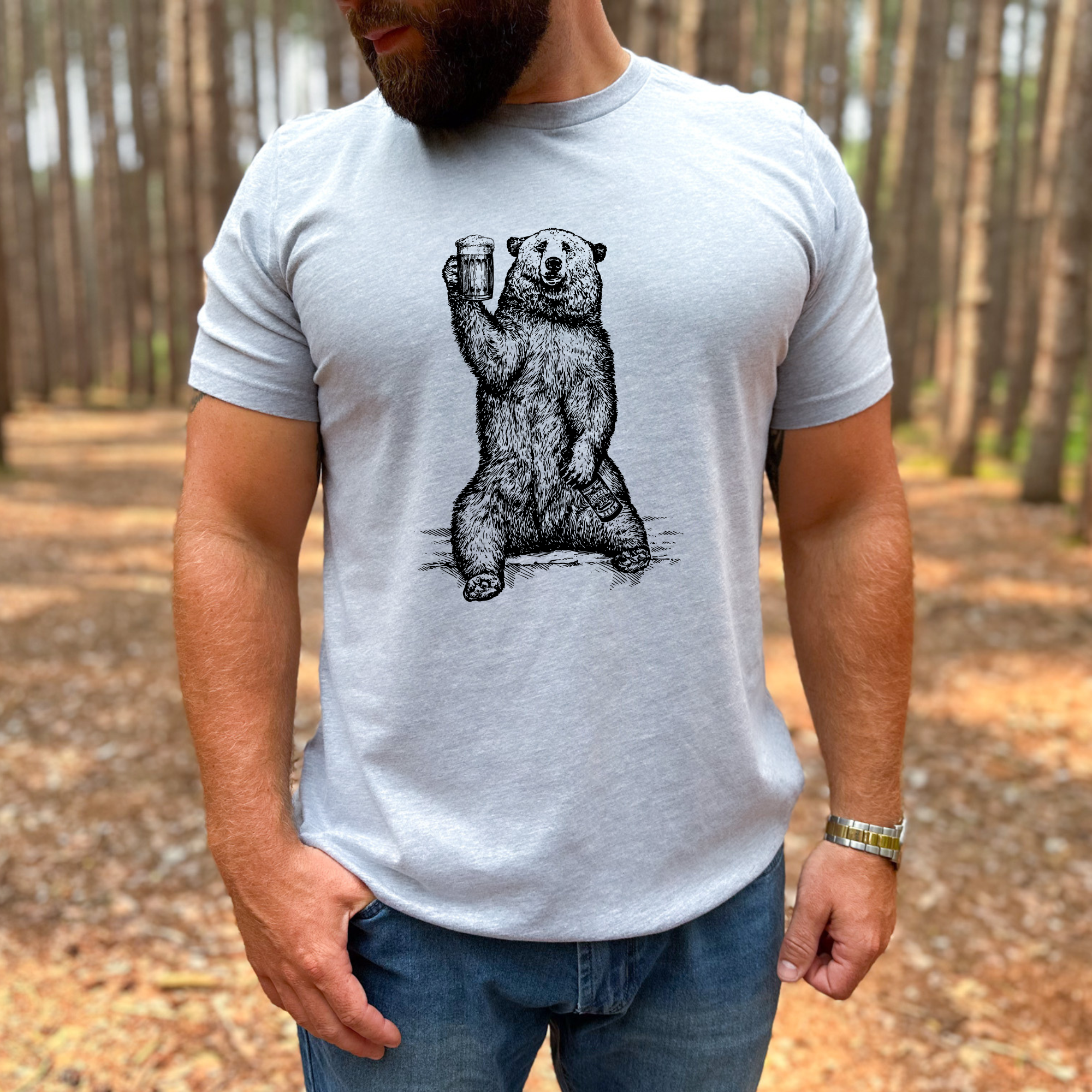 Beer Loving Bear Tshirt For Men *Unisex Fit* 261 Hoodie, Sweatshirt | PodTeesHub.com