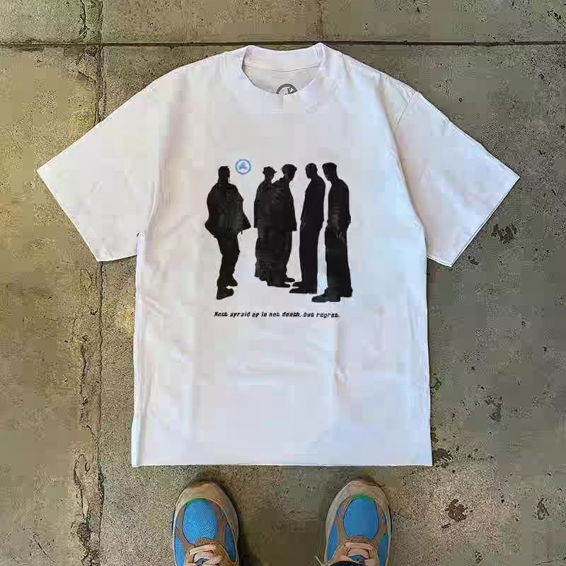 Vintage White Casual Retro Street Boy Print T Shirt Hoodie, Sweatshirt | PodTeesHub.com