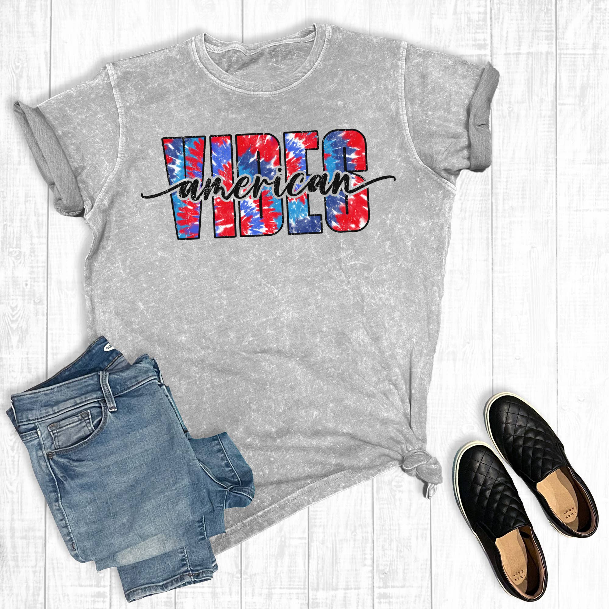 July 4th Tie Dye American Vibes Mineral Wash Graphic Tee Hoodie, Sweatshirt | PodTeesHub.com