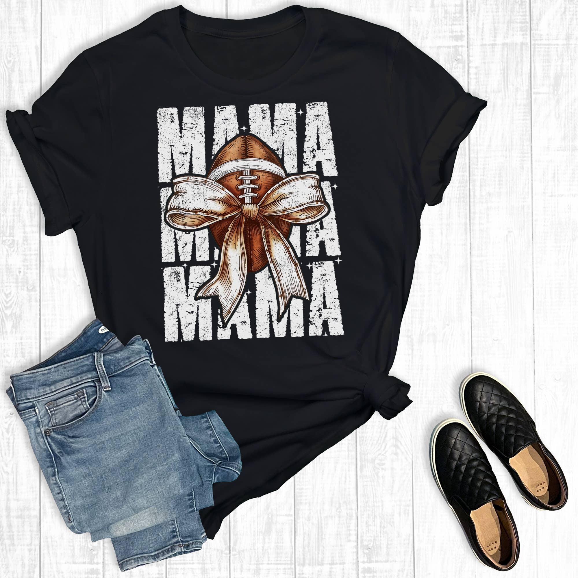 Football Mama Coquette Bow Graphic Tee Hoodie, Sweatshirt | PodTeesHub.com