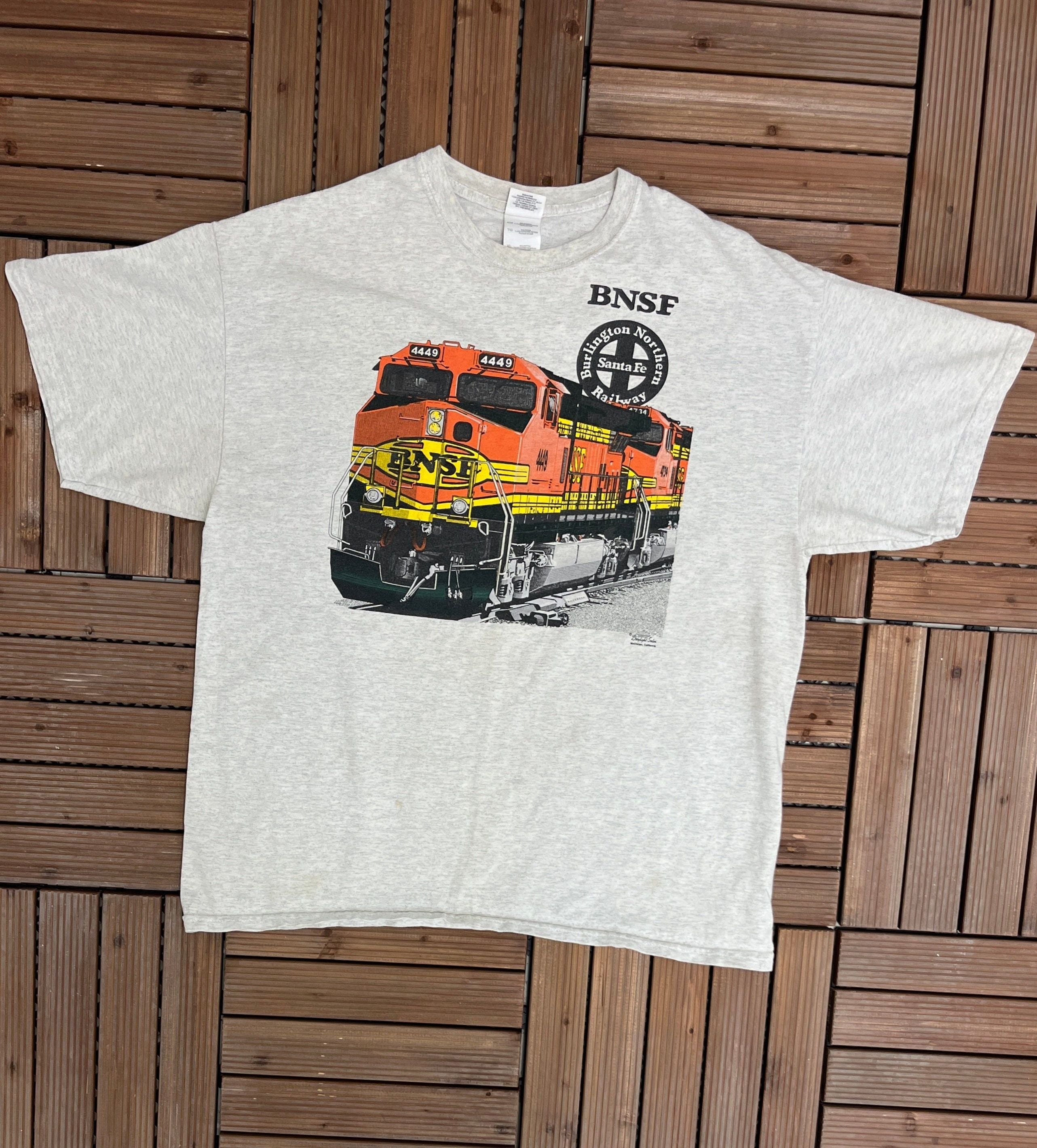 Vintage Burlington Northern Railway Vintage Grey T Shirt Tee Hoodie, Sweatshirt | PodTeesHub.com