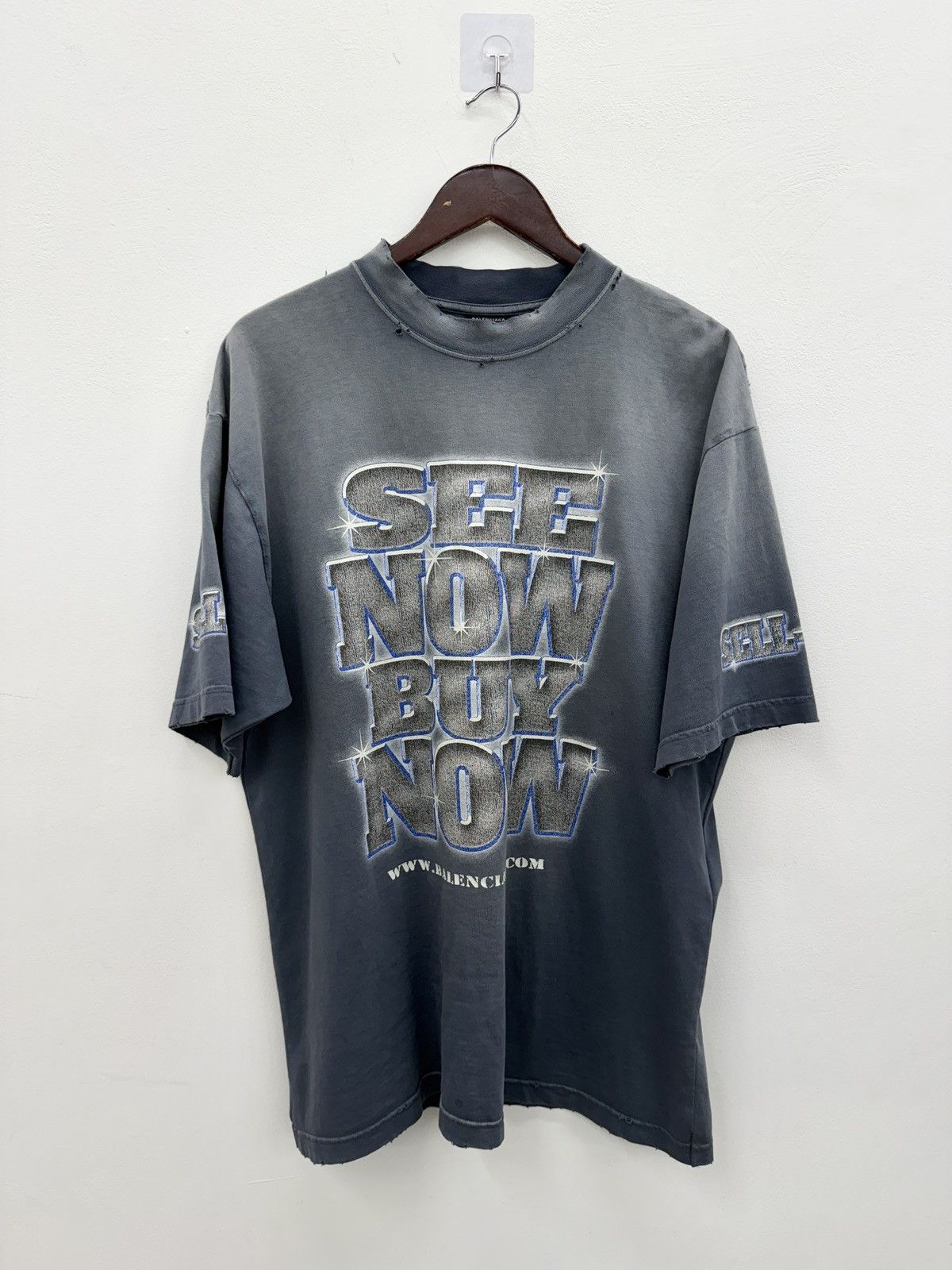 Balenciaga 24ss Now Buy Now Black Washed T Shirt Hoodie, Sweatshirt | PodTeesHub.com