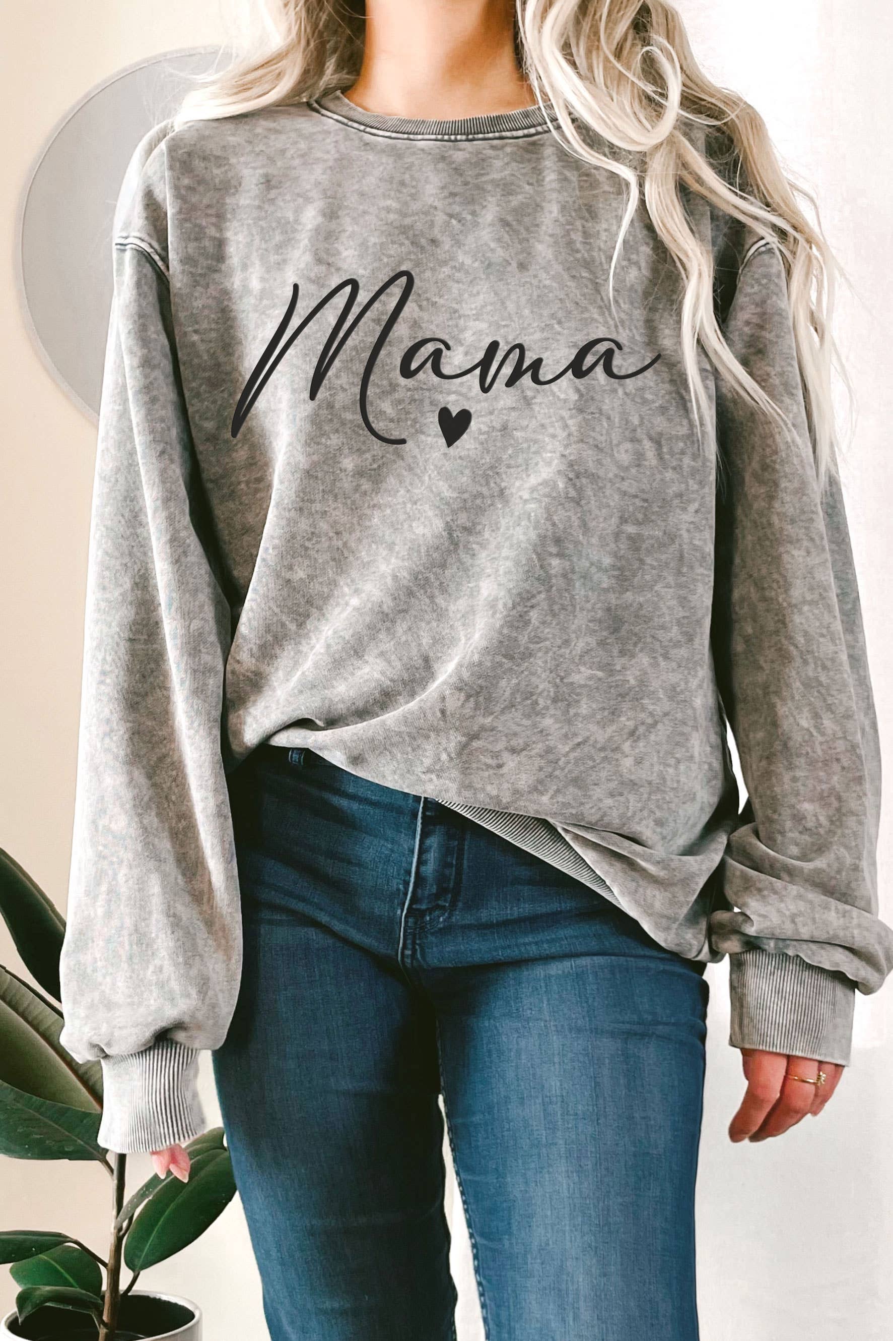Mama Heart Puff Mineral Graphic Terry Sweatshirt T-Shirts, Hoodie | PodTeesHub.com