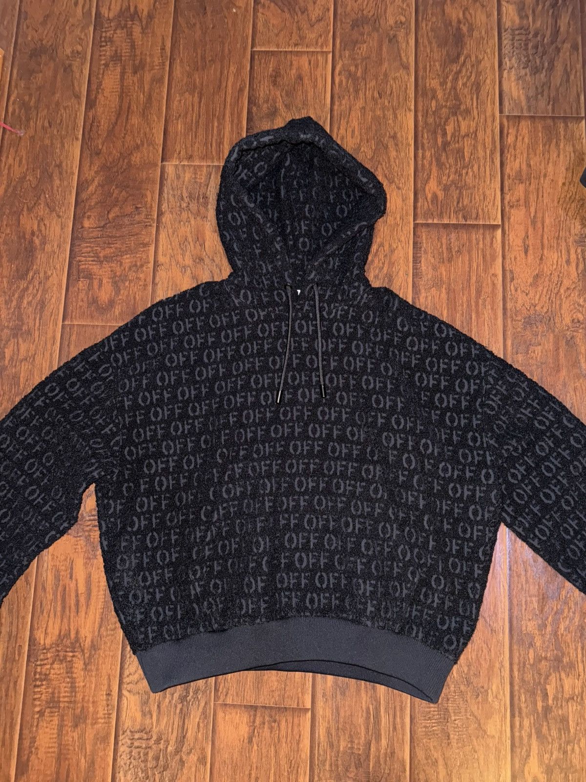 White Off White Boucle Textured Monogram Hoodie T-Shirts, Sweatshirt | PodTeesHub.com