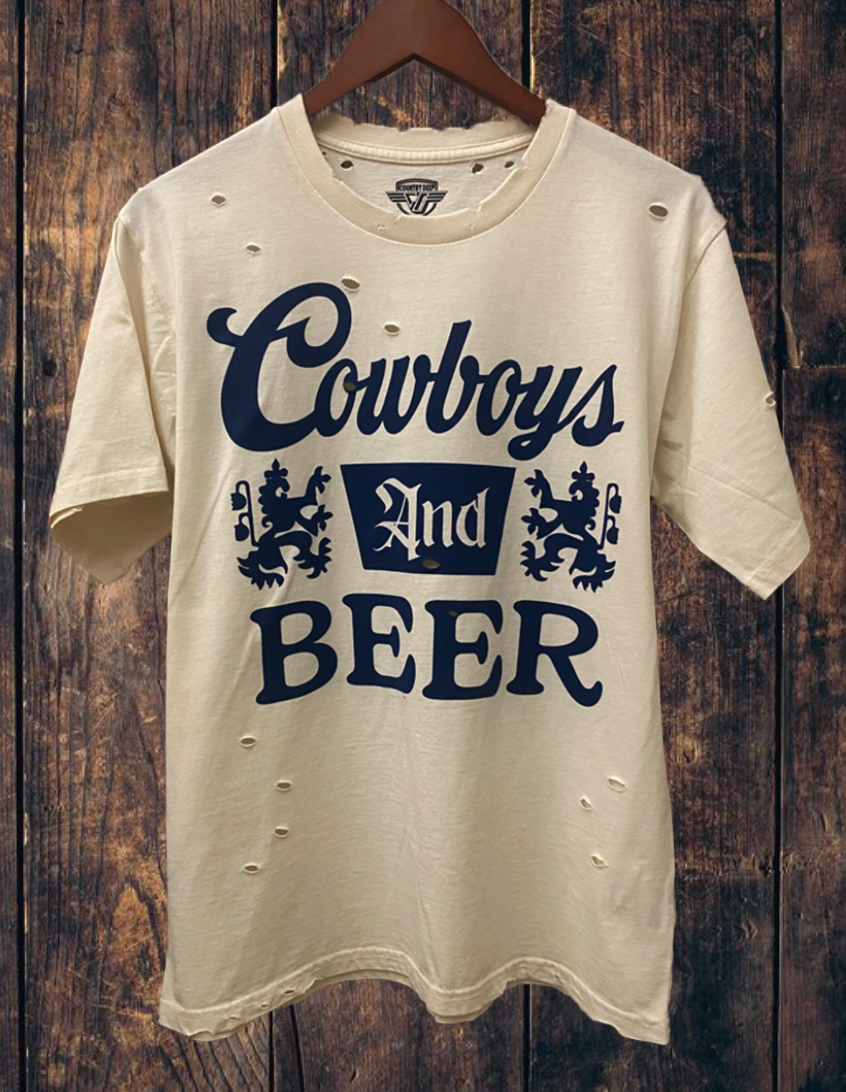 Cowboys and Beer Distressed 80's Vintage T Shirt Hoodie, Sweatshirt | PodTeesHub.com