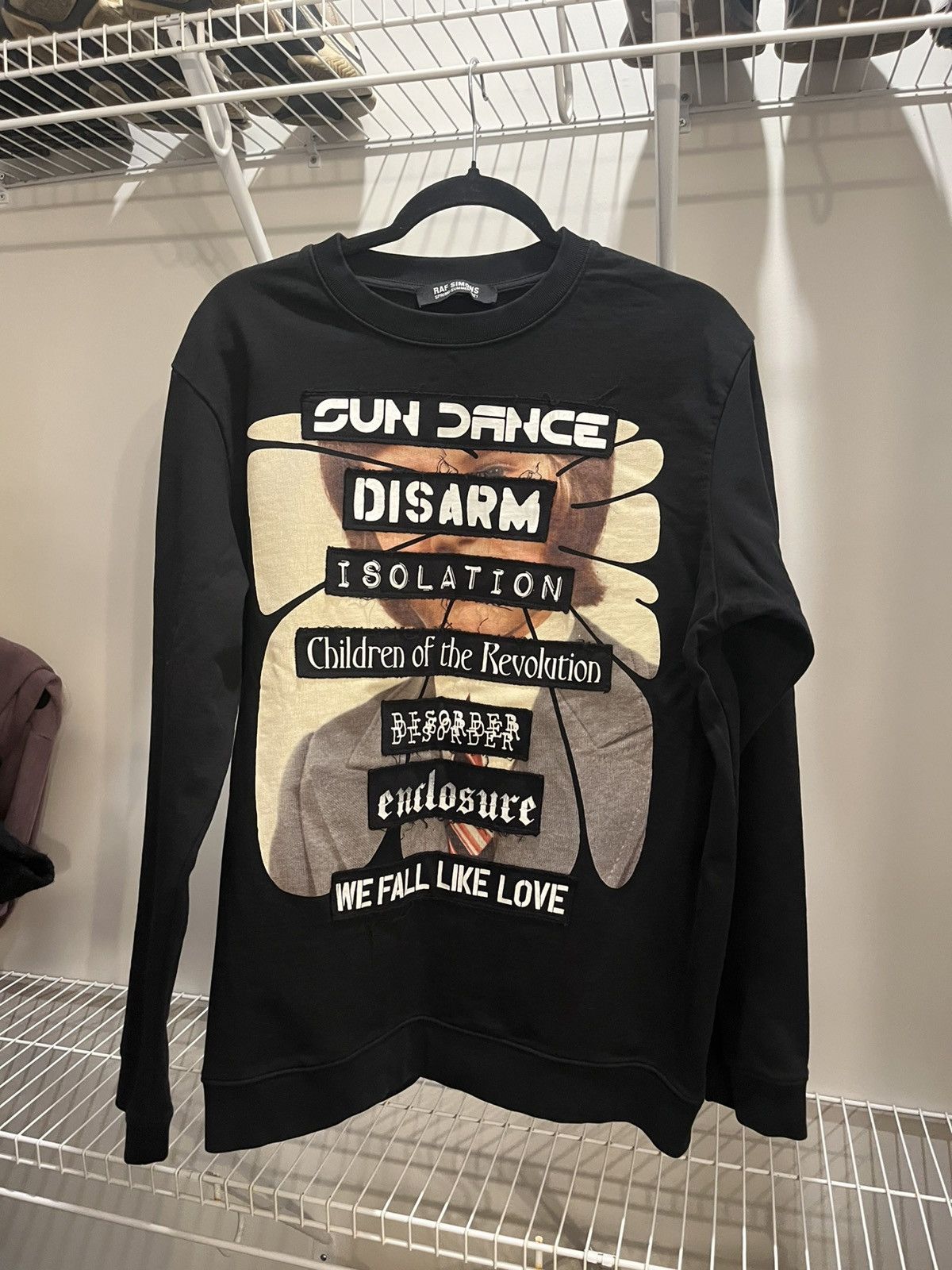 Simons Ss21 Raf Simons Distressed Patches Crewneck Sweatshirt T-Shirts, Hoodie | PodTeesHub.com