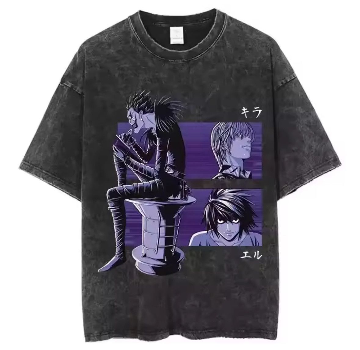 Japanese Brand Y2k Goth Monster Death Note Anime Graffiti Washed T Shirt Hoodie, Sweatshirt | PodTeesHub.com
