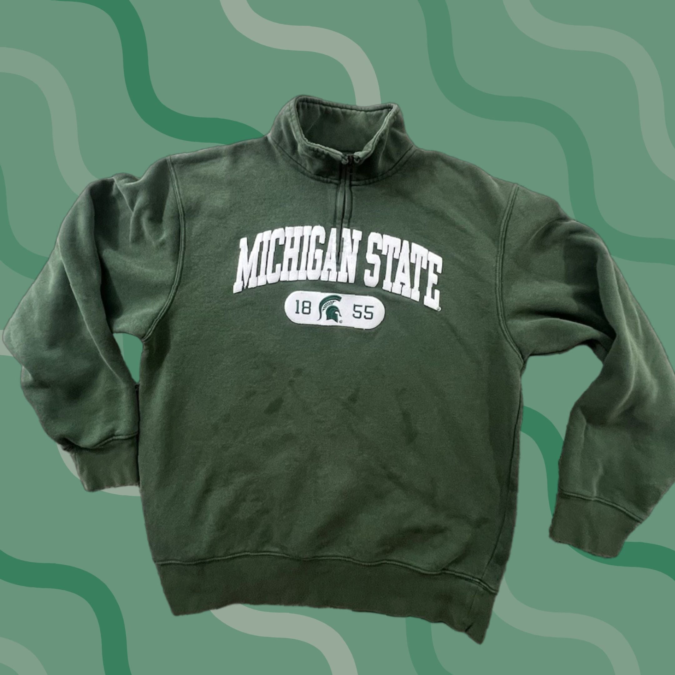 Vintage Michigan State University 1 4 Zip M Green University Vintage T-Shirts, Hoodie, Sweatshirt