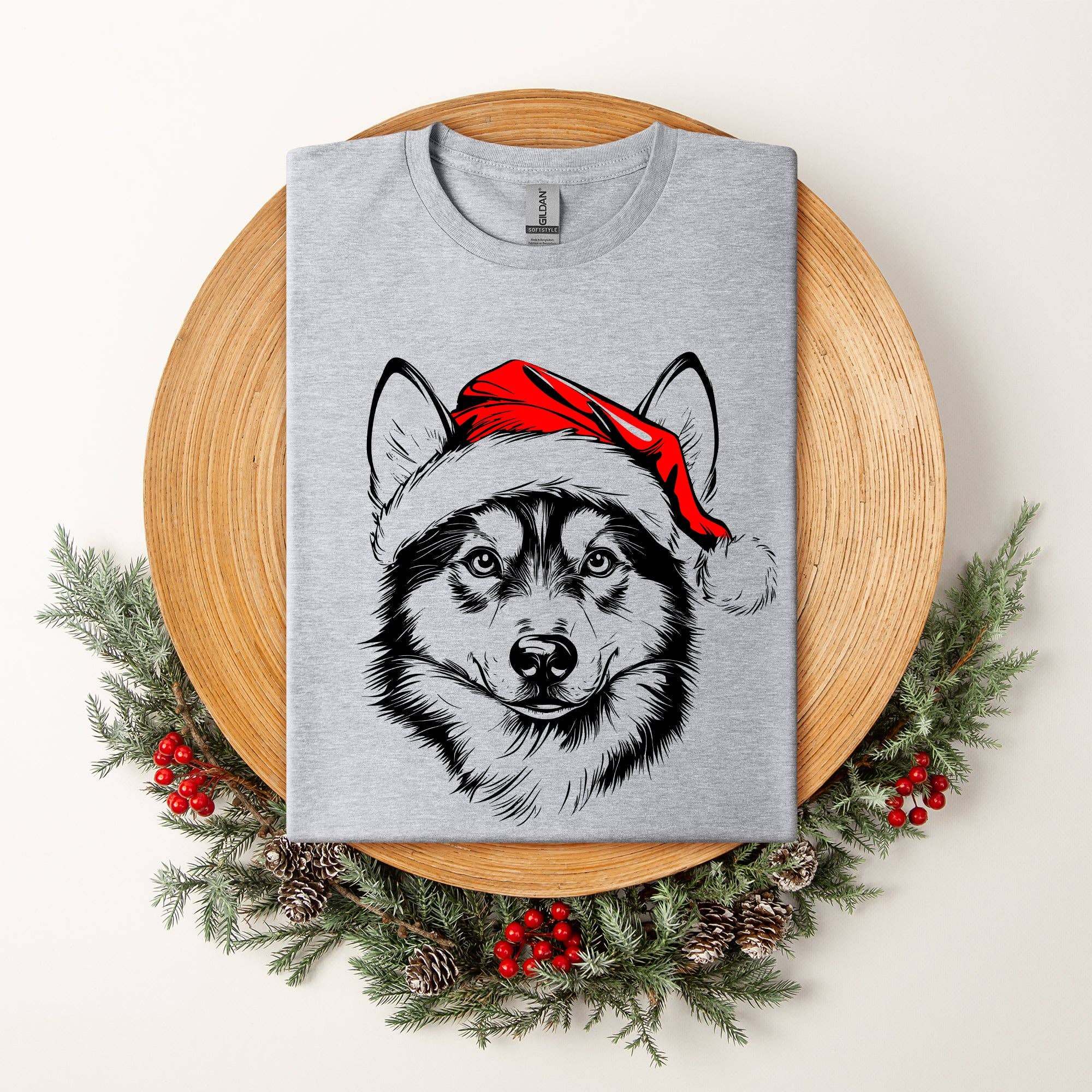 Husky, Santa, Dog, Christmas, Dog Lover, Pet T-Shirt Hoodie, Sweatshirt | PodTeesHub.com
