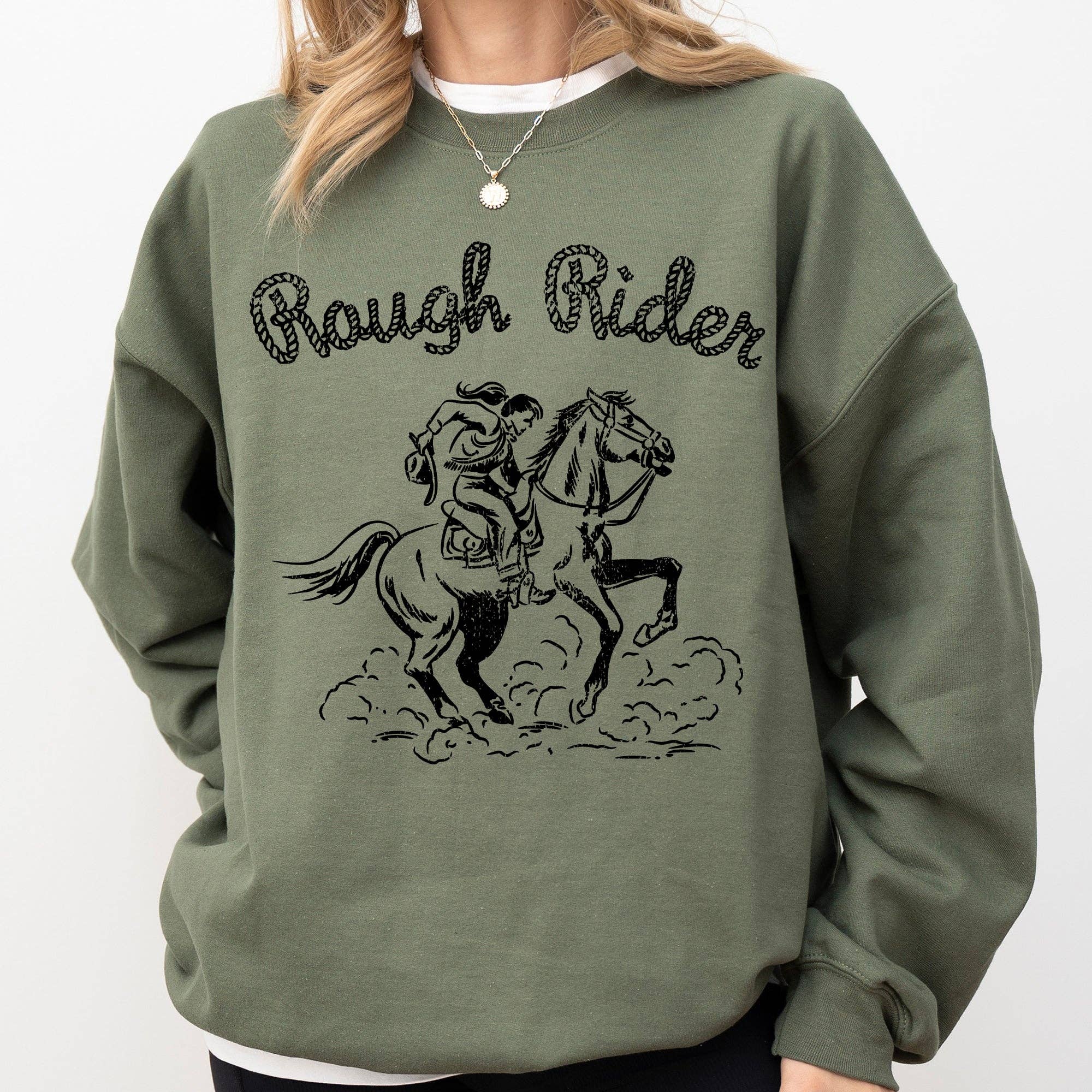 Rough Rider, Rodeo, Cowgirl, Horse, Bronco Cowboy Sweatshirt T-Shirts, Hoodie | PodTeesHub.com