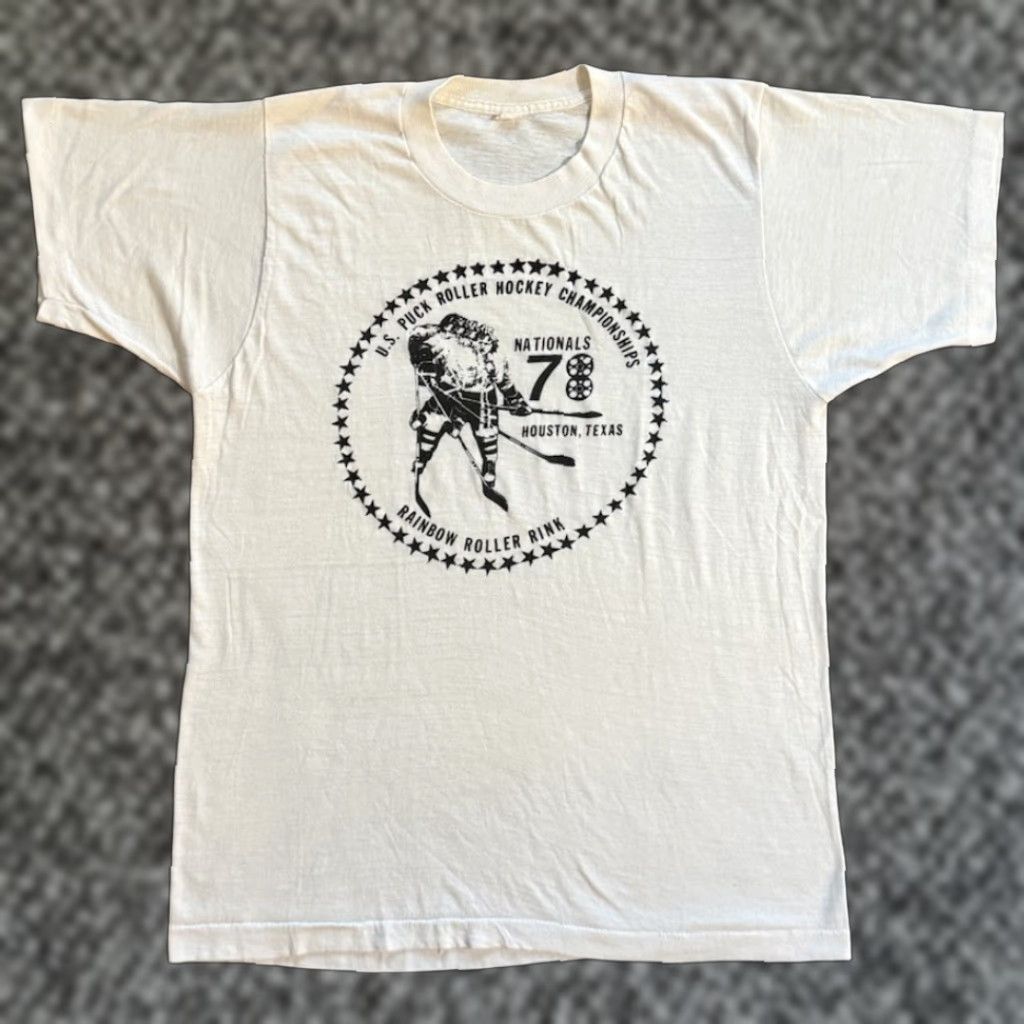 Vintage 1978 U S Puck Roller Hockey Championships T Shirt L Rainbow Roller Rink Shirt Men Wh Hoodie, Sweatshirt