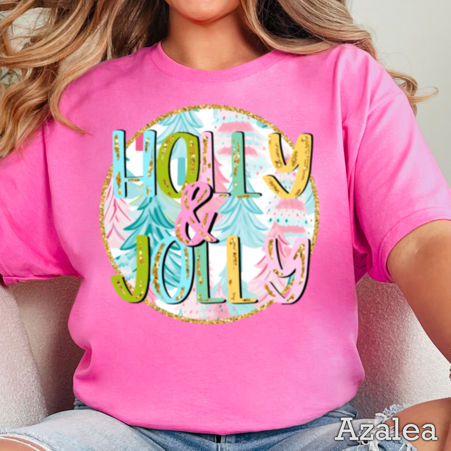 Holly and Jolly Christmas 2025 Graphic Tee | Gildan Hoodie, Sweatshirt | PodTeesHub.com
