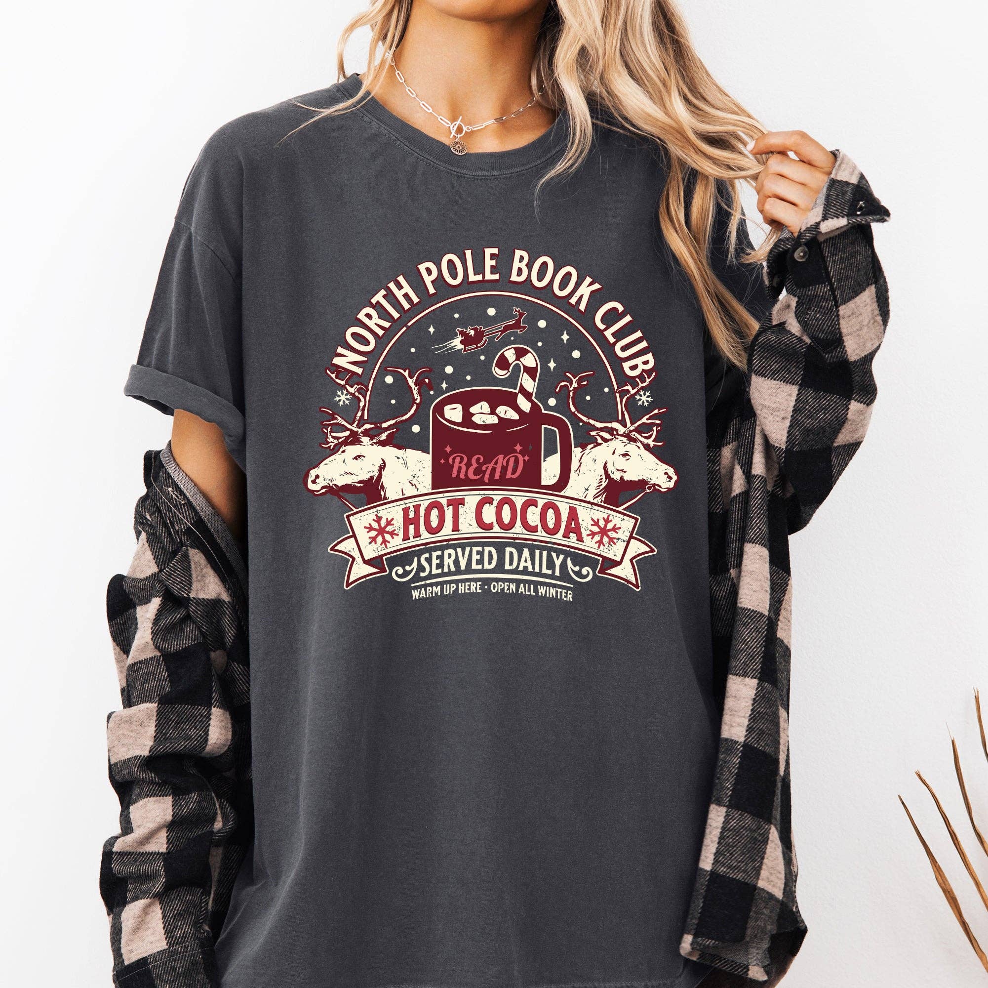 North Pole Book Club, Reading, Christmas, Santa Xmas Tshirt Hoodie, Sweatshirt | PodTeesHub.com