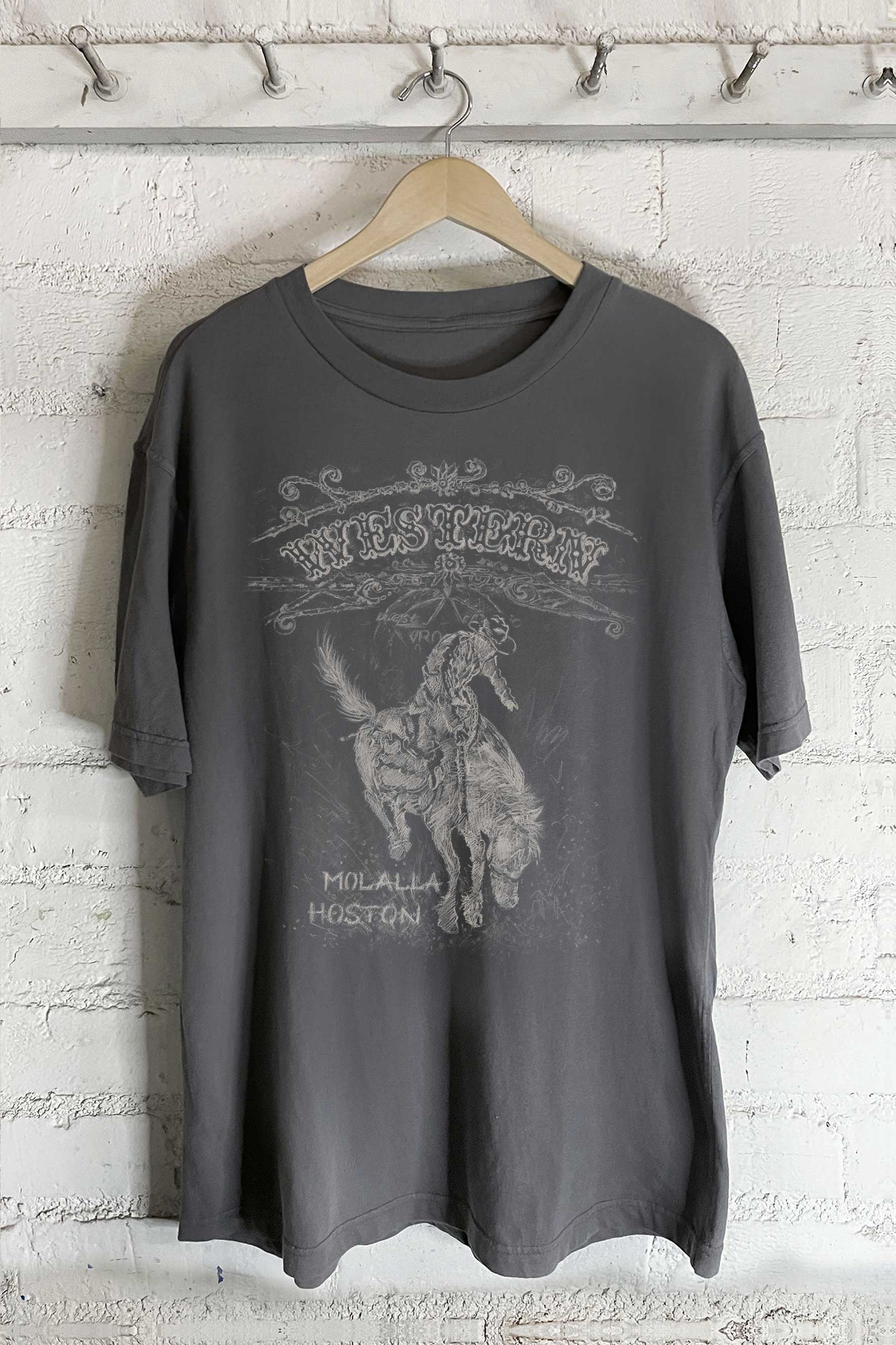 Western Molalla Houston - Hand Drawn (Oversized Tee) Hoodie, Sweatshirt | PodTeesHub.com