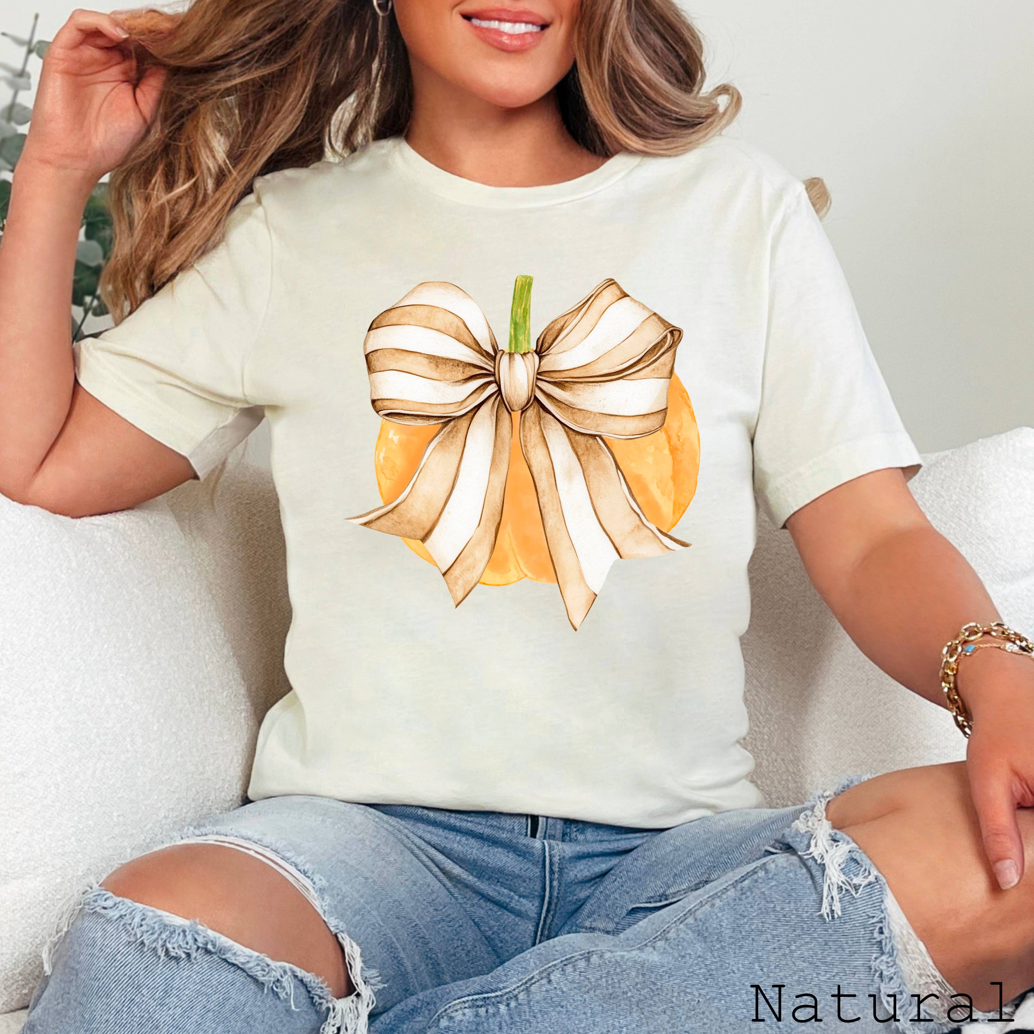 Fall Coquette Pumpkin Fall Graphic Tee  | Bella Canvas Hoodie, Sweatshirt | PodTeesHub.com