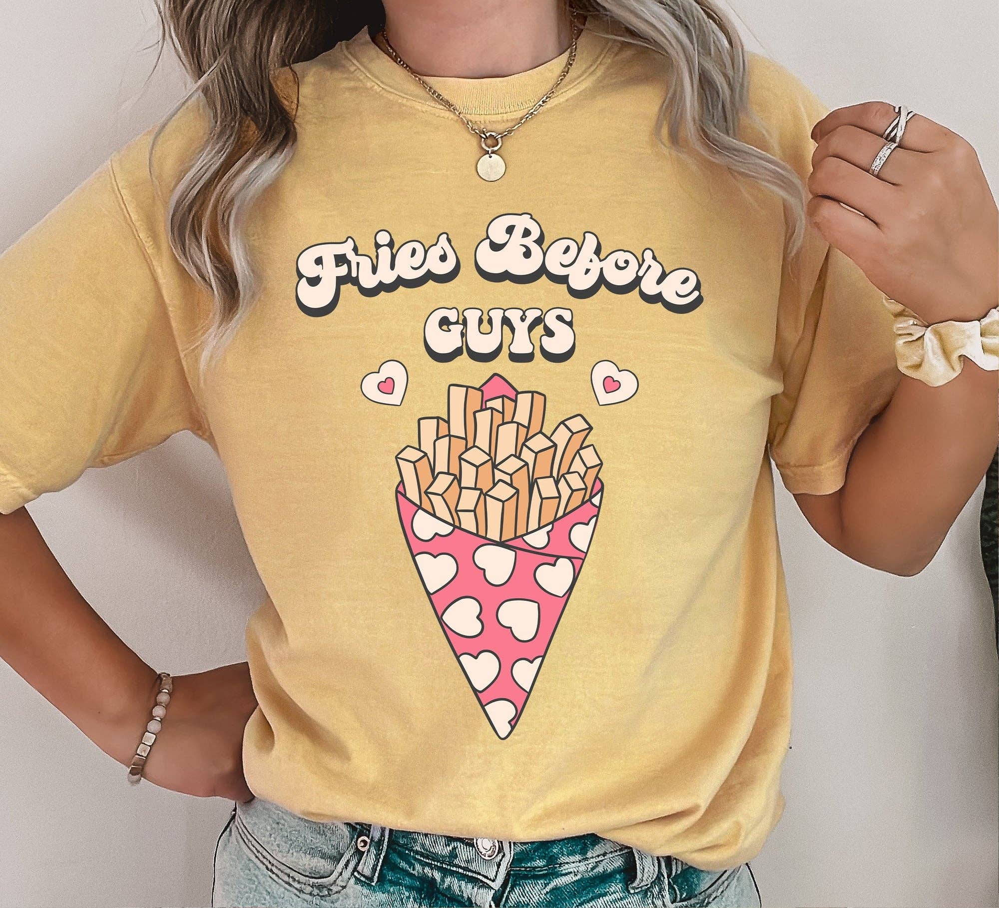 Fries Before Guys Valentine's Day T-Shirt Hoodie, Sweatshirt | PodTeesHub.com