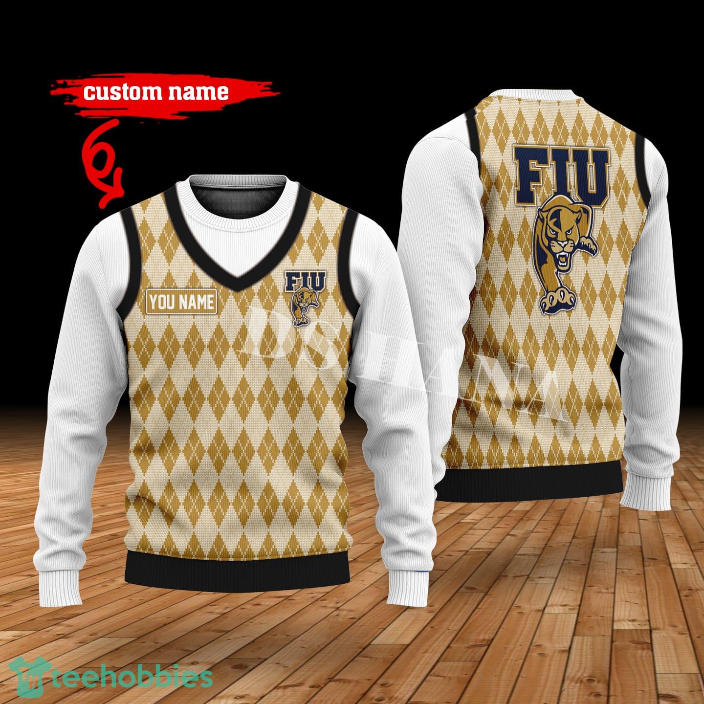 FIU Panthers Custom Name New Style Sweater Ghile Style 3D Print Christmas Sweater