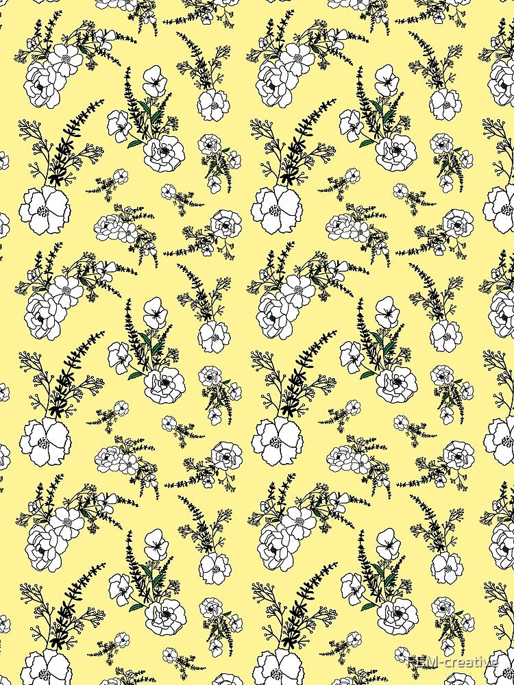 Eleanor Yellow & Green Floral by FEM-creative