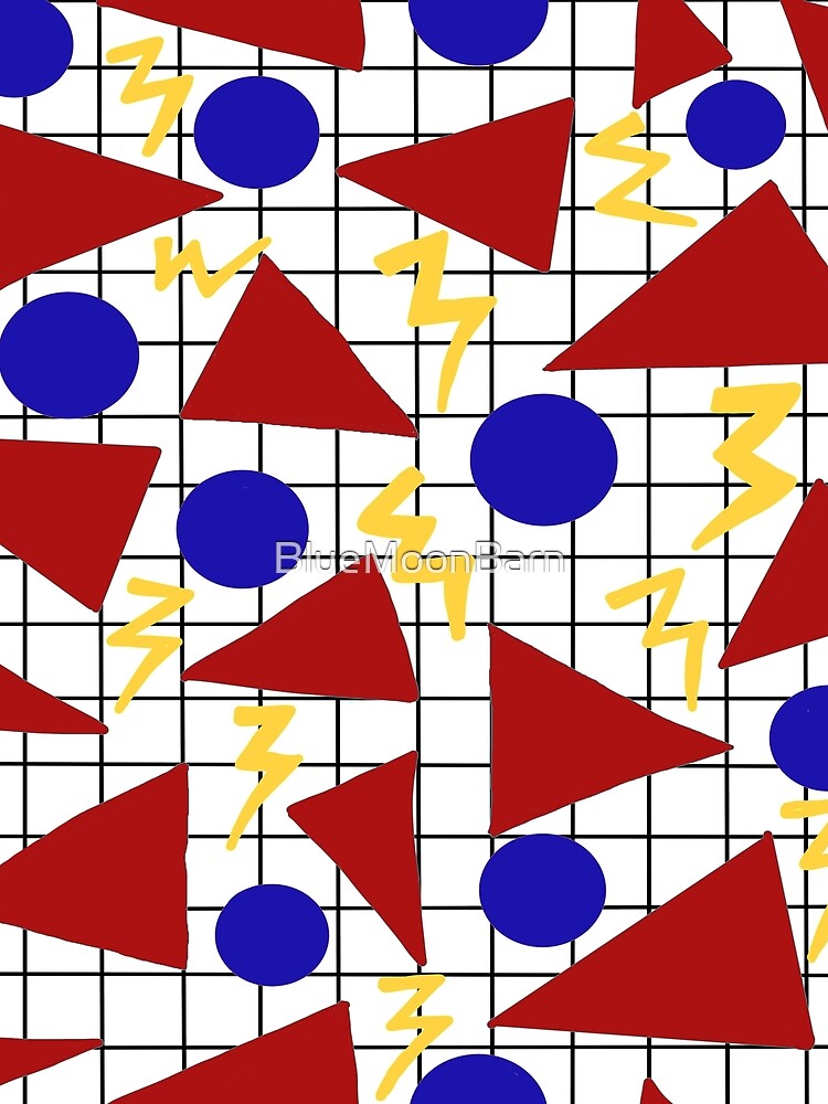 Retro 80's Grid Pattern & Geometric Shapes Seamless Pattern by BlueMoonBarn
