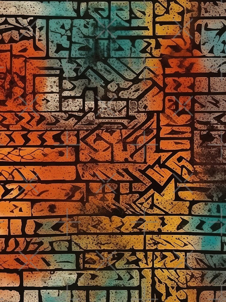 Colorful Grunge brick pattern graffiti postapocalyptic style by Dreamakerstudio