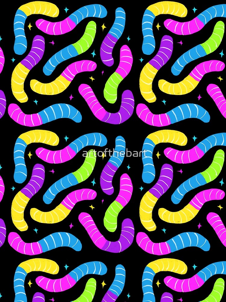 Neon Gummy Worm Party Pattern by artofthebart