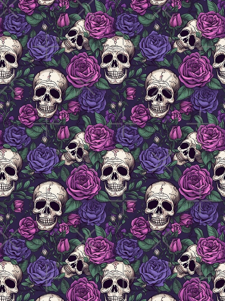 Groovy Smiling Skull Boho Violett pattern by ElLocoMus