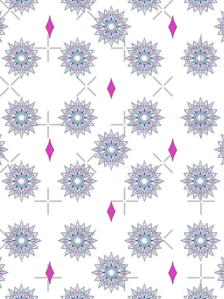 Flower patterns blue on white by Chaoticzarts