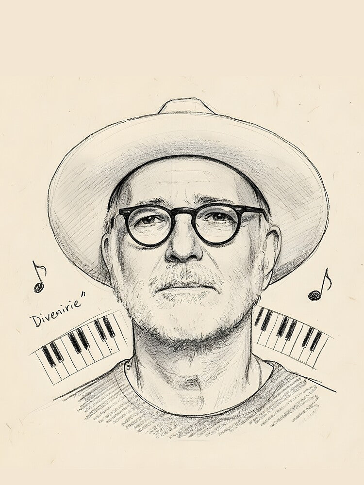 Ludovico Einaudi Piano Portrait – Minimalist Sketch Music Art by DamianRoy88