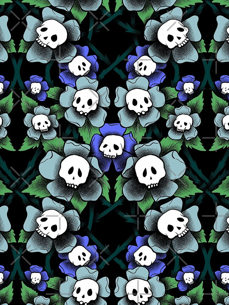 Whimsigothic Blue Skull Flower Garden by Gemma Compton