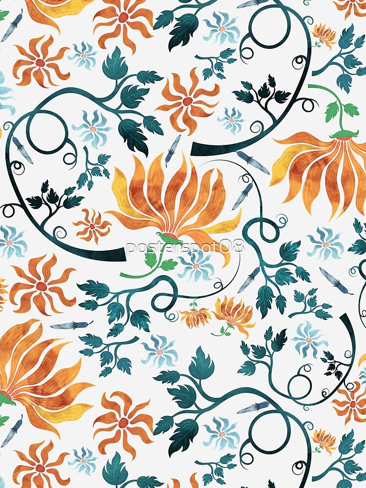 Boho Floral Seamless Pattern | Vintage Botanical Print | Retro Flower Aesthetic for Dresses, Phone Cases, Bedding & Home Decor by posterspot08