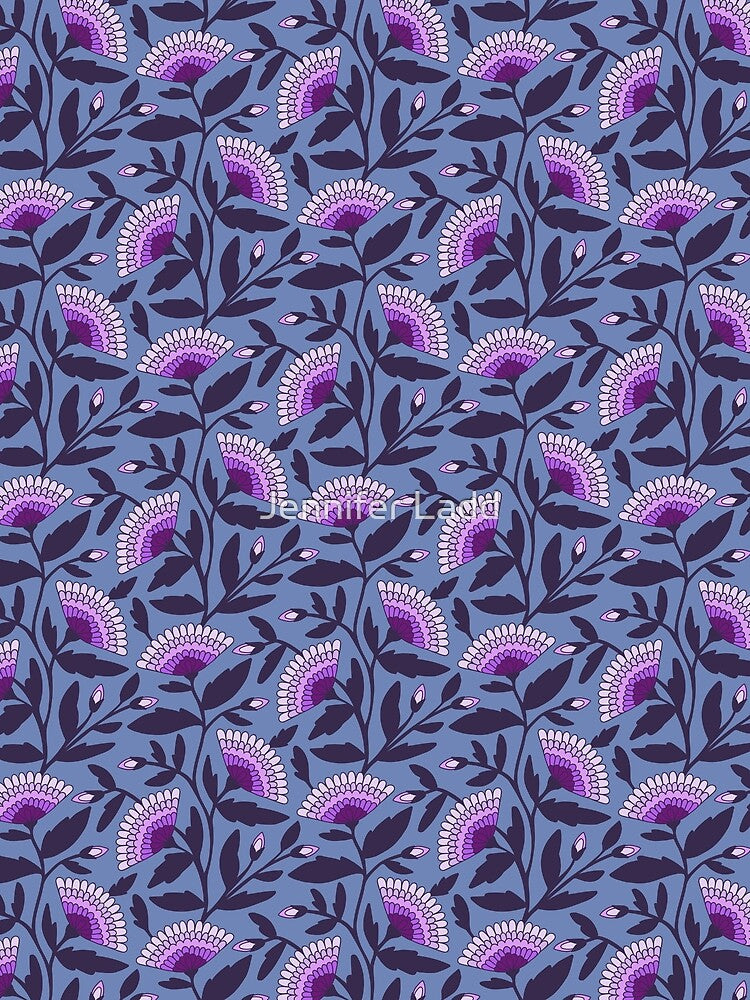 Bohemian blooms floral pattern in lavender purple by Jennifer Ladd
