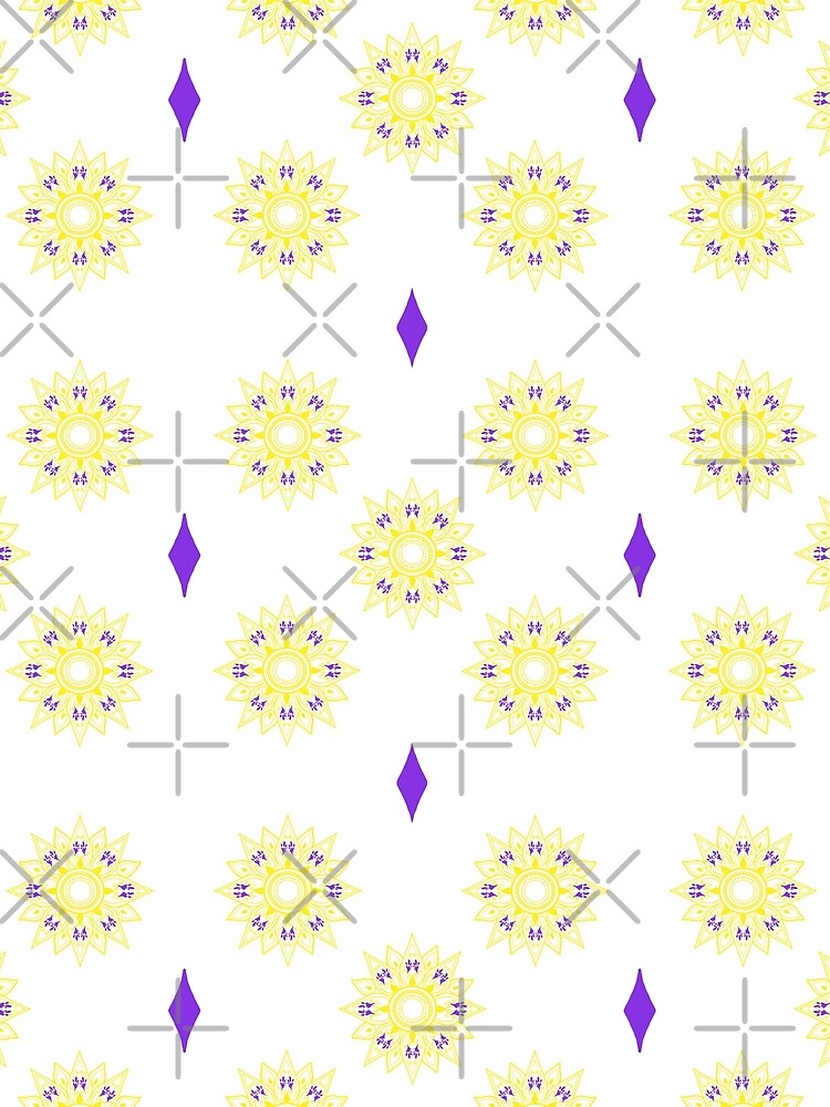 Flower patterns yellow on white by Chaoticzarts