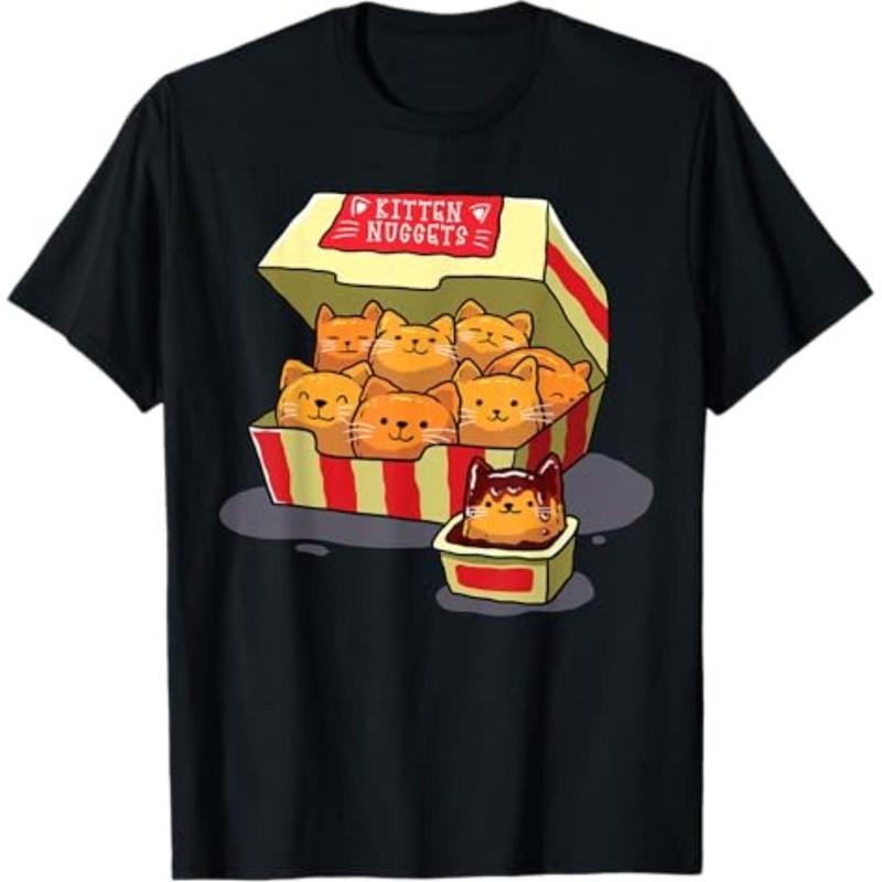 graphic tees InGENIUS Funny Cat Owner Shirts & Gifts Kitten Nuggets Food Pun Cat Lover Gift Chicken Nuggets Unisex-Adults...