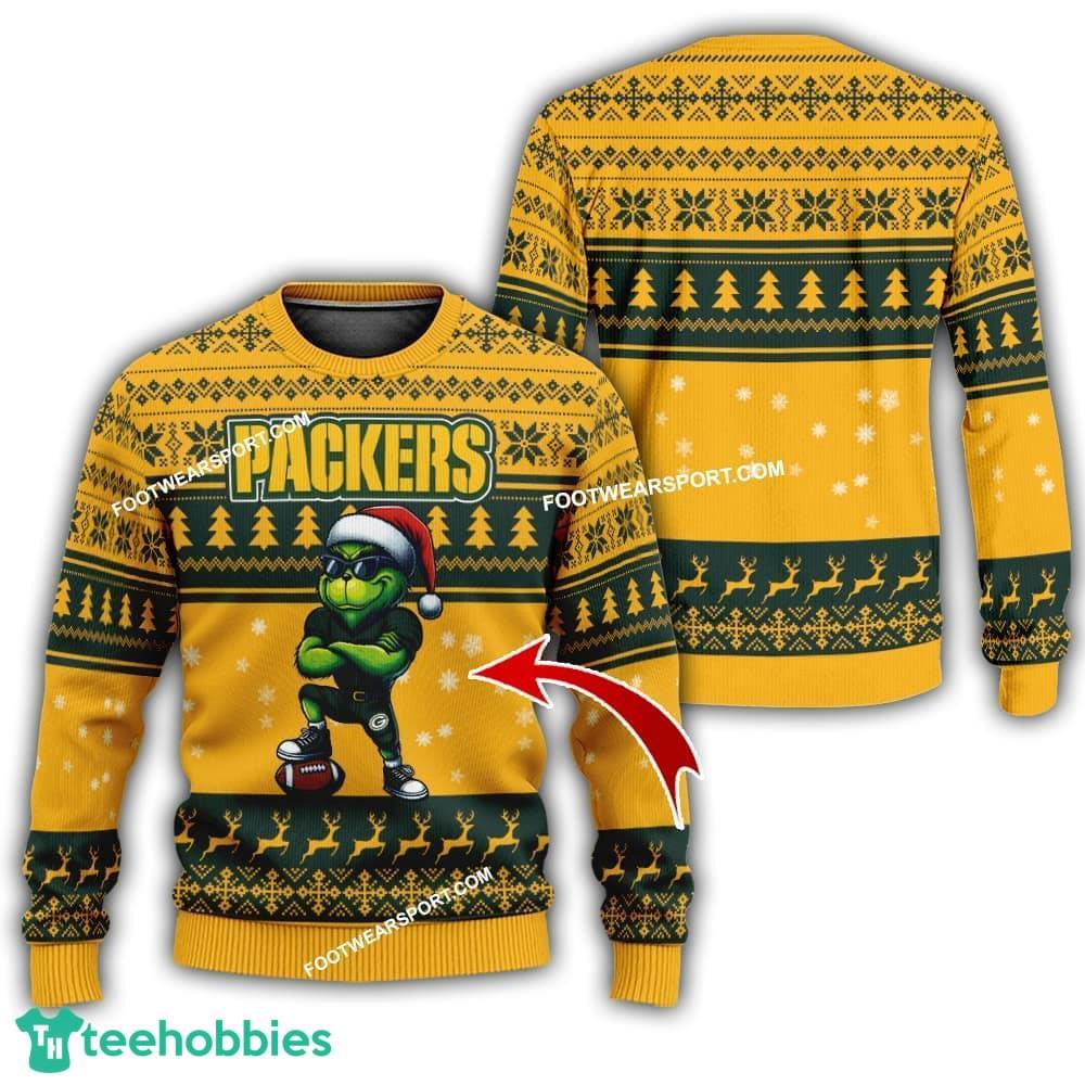 Green Bay Packers New Grinch Knitted Christmas Sweater Gift For Men And Women – Custom Number