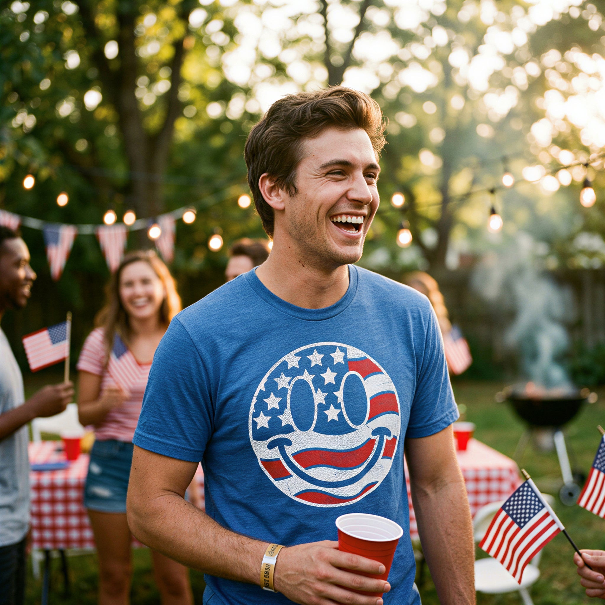American Flag Smile Men's T Shirt