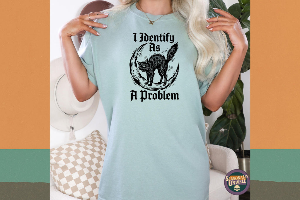 Identify Problem Comfort Colors Black Cat Lover Unisex T-shirt, Sweatshirt, Hoodie (3)