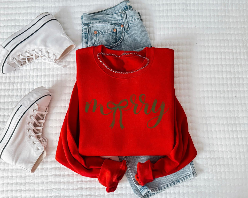 Retro Coquette Christmas Merry Bow Holiday Festive Tee Vintage Xmas (2)