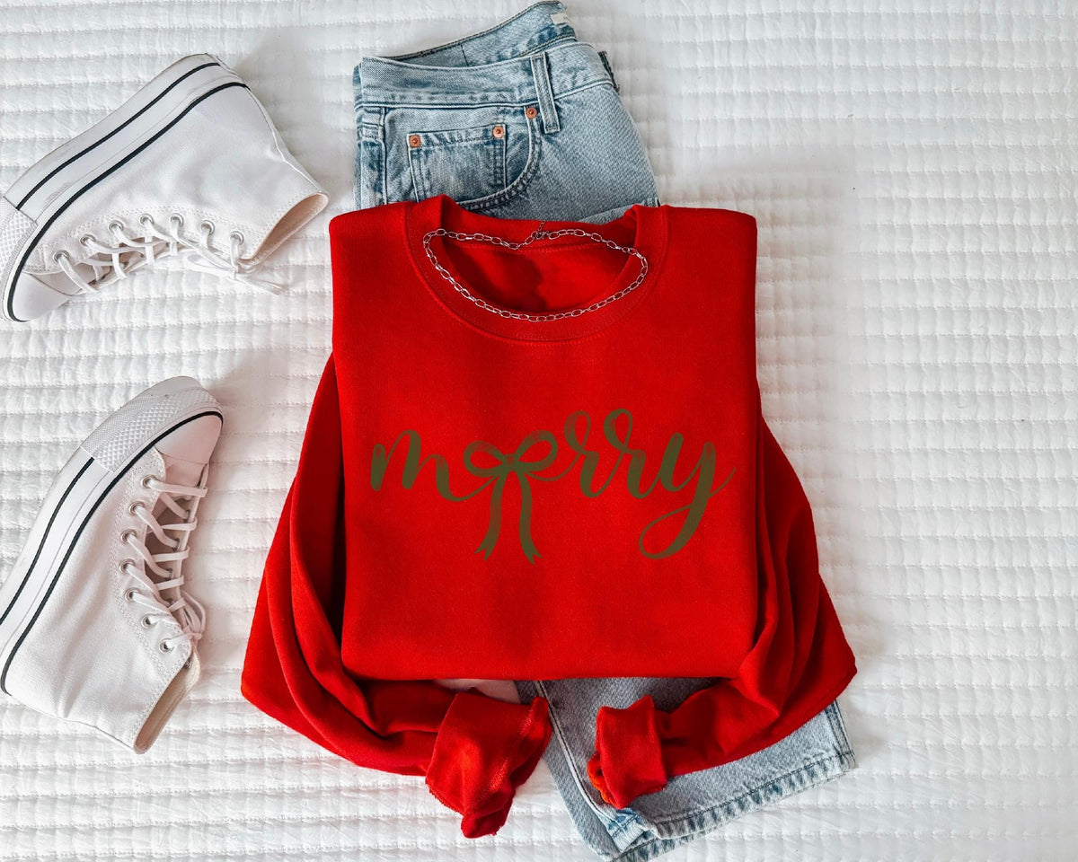 Retro Coquette Christmas Merry Bow Holiday Festive Tee Vintage Xmas (2)